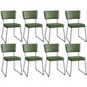 Ver imagem 1 de Kit 8 Cadeiras Decorativa Estofada Sala De Jantar Base Aço Allana L02 Facto Verde Musgo - Lyam