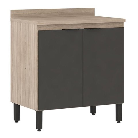 Balcão de Cozinha Firenze 2 Portas 80 Cm Avena Grafito - Demóbile