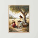 Ver imagem 1 de Quadro Decorativo Jesus Cristo e As Crianças Rezando Orando Ensinando Quarto Infantil