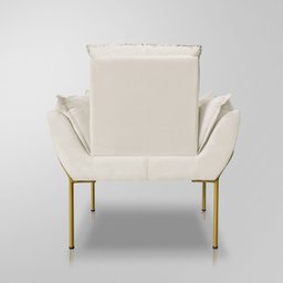 Poltrona Recepção Luxo Cor Bege - Base de Ferro Dourado - 5