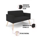 Ver imagem 3 de Sofá Namoradeira com 2 Poltronas Pés Palito Natural Marisa Veludo Preto D03 - D'Rossi