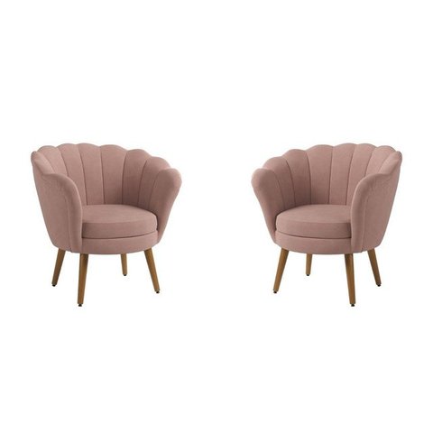 Kit 2 Poltronas Pétala Sued Rose