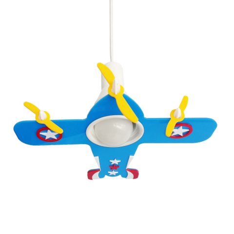 Lustre Avião Infantil em Acrílico Azul –  Bivolt, Soquete E27