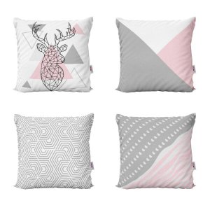 Capas de Almofadas Rosa e Cinza Geométricas e Decorativas Escandinavo para Sofá 40x40 - Novadecora