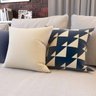 Kit 4 Capas de Almofadas Azul e Bege Decorativas e Geometricas Para Sofá 40x40 - Novadecora - 4