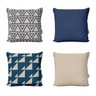 Kit 4 Capas de Almofadas Azul e Bege Decorativas e Geometricas Para Sofá 40x40 - Novadecora - 1