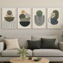 Ver imagem 2 de Kit 4 Quadros Canvas Modernos Verdes Boho-mold.branca:90x60cm