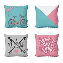 Capas de Almofadas Rosa e Azul Decorativas e Geometricas Home Sweet Home Bike 40x40 - Novadecora - 1