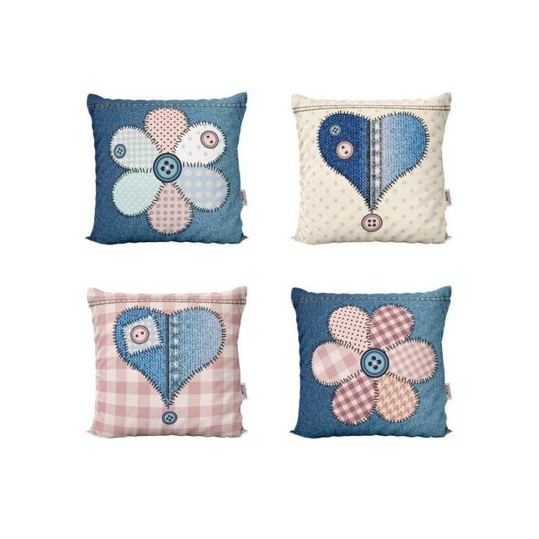 Capas de Almofadas Decorativas Jeans e Coloridas Para Sofá 40x40 - Novadecora