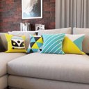 Ver imagem 2 de Capas de Almofadas Amarelas e Azuis Decorativas e Geométricas Kombi Para Sofá 40x40 - Novadecora