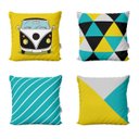 Ver imagem 1 de Capas de Almofadas Amarelas e Azuis Decorativas e Geométricas Kombi Para Sofá 40x40 - Novadecora