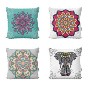 Capas de Almofadas Mandalas Decorativas e Coloridas Geométricas Para Sofá 40x40 - Novadecora
