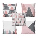 Ver imagem 1 de Kit 5 Capas de Almofadas Rose e Cinza Decorativas Para Sofá 40x40 - Novadecora