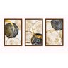 Quadros Decorativos Sala Quarto Abstrato Mármore Cinza Branco Dourado - Marrom - 2