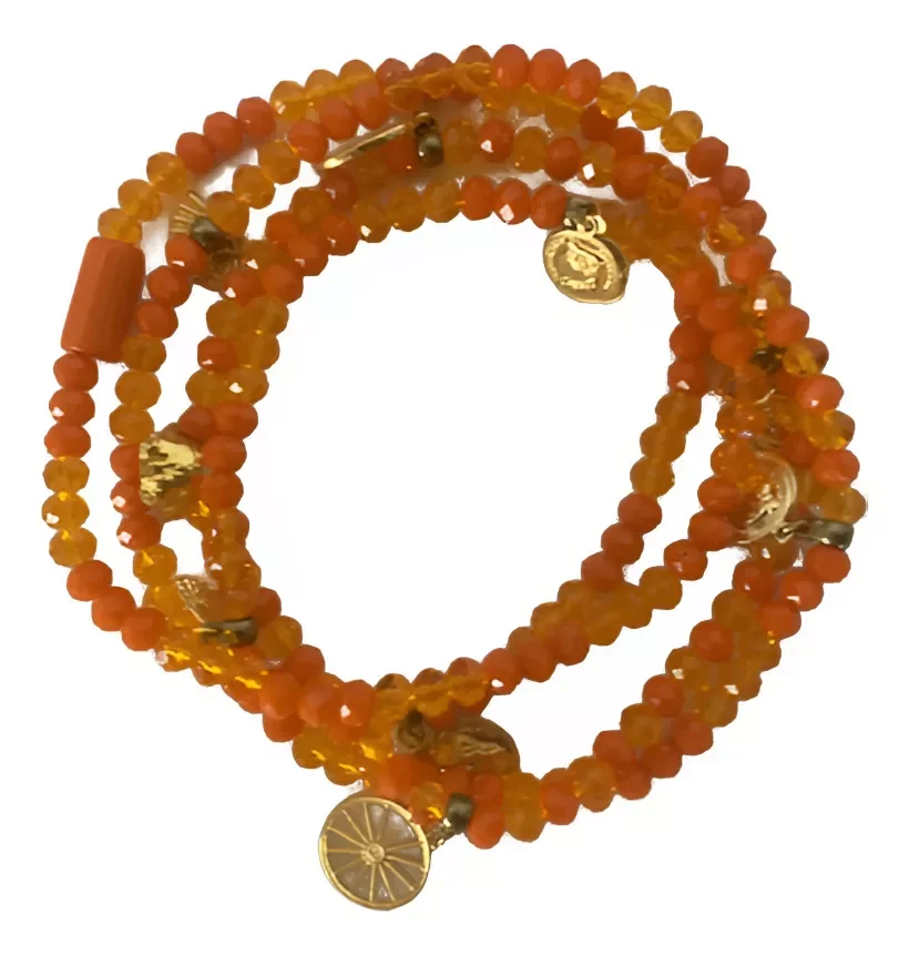 Ver imagem 1 de Guia Cigana Oriente Cristal Laranja Prosperidade 8 Mm 60 Cm
