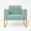 Ver imagem 3 de Poltrona Sala Decorativa Elisa Base Tubular Alta Dourada Cotelê Ext/veludo Menta D03 - D’Rossi