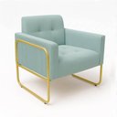Ver imagem 2 de Poltrona Sala Decorativa Elisa Base Tubular Alta Dourada Cotelê Ext/veludo Menta D03 - D’Rossi