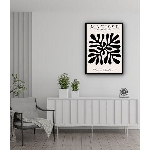 Quadro Decorativo Matisse The Cut-outs Black - 70x50cm:moldura Branca