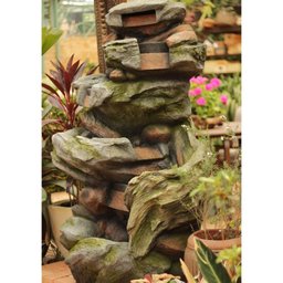 Fonte de Água Pedra Decorativa Cascata Grande Led Jardim - 1