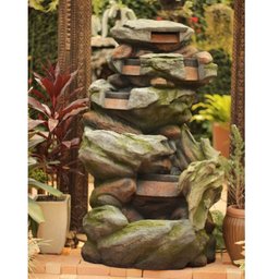 Fonte de Água Pedra Decorativa Cascata Grande Led Jardim - 3