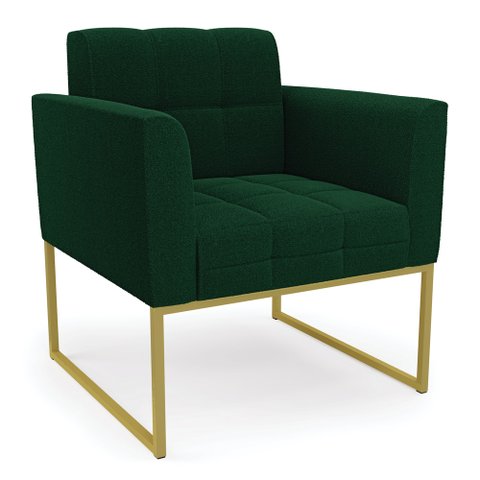Poltrona Sala de Estar Industrial Dourado Elisa Bouclê Verde D03 - D'Rossi