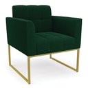 Ver imagem 1 de Poltrona Sala de Estar Industrial Dourado Elisa Bouclê Verde D03 - D'Rossi