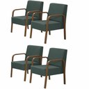 Ver imagem 1 de Kit 4 Poltronas 1 Lugar Luna Pé Madeira Suede Verde