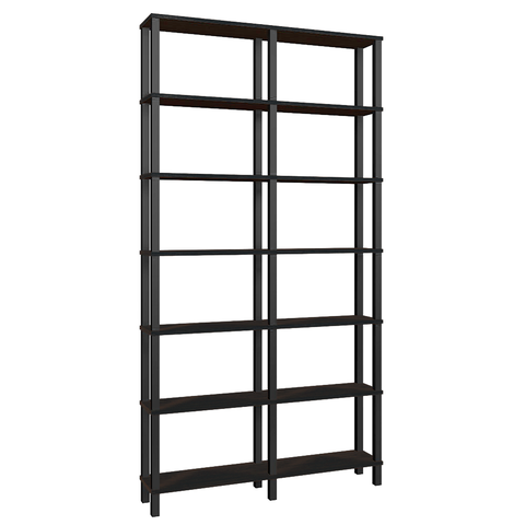 Estante 116x23x221 C/ 6 Prat. 33cm Preto Montantes Pretos