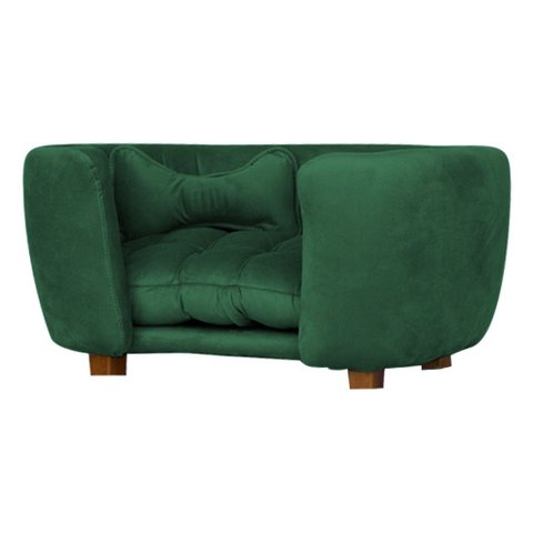 Poltrona Cama Pet Baby Hanna Estofada Tecido Veludo:Verde