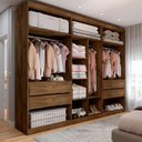 Ver imagem 2 de Guarda-roupa Casal Madalena 6 Portas 4 Gavetas 100% Mdf com Espelho Brauna - Pm