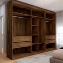 Ver imagem 4 de Guarda-roupa Casal Madalena 6 Portas 4 Gavetas 100% Mdf com Espelho Brauna - Pm