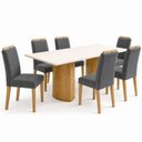 Ver imagem 2 de Conjunto Sala de Jantar 6 Lugares Isla Lyra 160x80cm MDF Cinamomo Off White