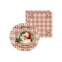 Ver imagem 1 de Kit Sousplat + Guardanapo Natal Fundo Xadrez/noel - 2 Peças - sem Base
