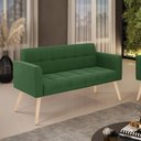 Ver imagem 5 de Sofá Namoradeira Elisa Suede Verde Pés Palito Natural - D'Rossi