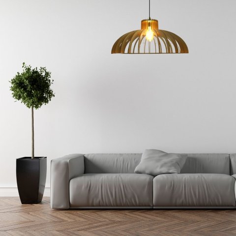 Luminária Teto tipo Pendente em MDF - Completa - Cor: Preta