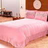 Colcha de Cama Casal Queen 3 Peças com Babado Bakita Rosê - 1