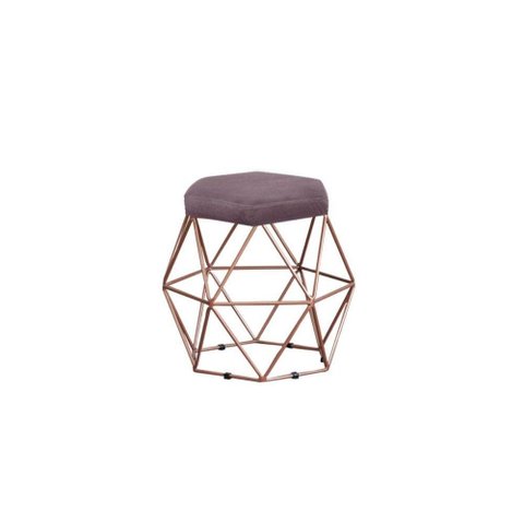 Puff Decorativo Onix Com Armação Bronze Em Tecido Veludo