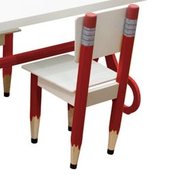 Conjunto Mesa e 2 Cadeiras Infantil Formato Lápis Tesoura:vermelho - 8