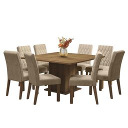 Conjunto Sala de Jantar Mesa Tampo de Madeira 8 Cadeiras Rustic/imperial Leila Madesa - 2