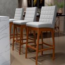 Ver imagem 2 de Kit 06 Banquetas Altas Para Cozinha Sala de Jantar Fixa Mila B04 Linho Cinza - Lyam Decor