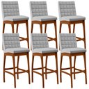 Ver imagem 1 de Kit 06 Banquetas Altas Para Cozinha Sala de Jantar Fixa Mila B04 Linho Cinza - Lyam Decor