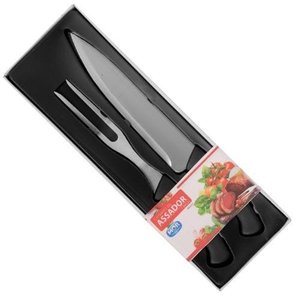 CONJUNTO DO ASSADOR, GARFO + FACA DE INOX