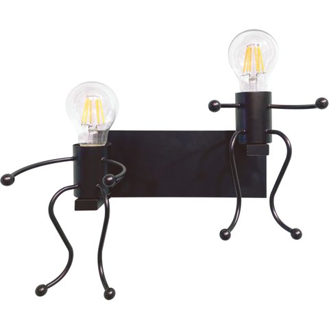 Arandela Moderna Bonecos Metal Preto 2E27 PARIS LUZ