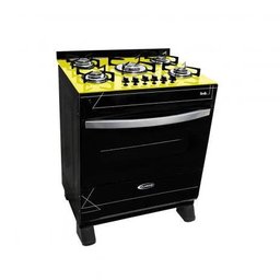 Fogão Veritá 5 Bocas Preto - Mesa de Vidro Amarelo - Clarice - 2