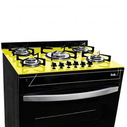 Fogão Veritá 5 Bocas Preto - Mesa de Vidro Amarelo - Clarice - 1