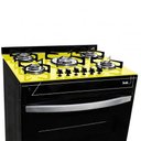 Ver imagem 1 de Fogão Veritá 5 Bocas Preto - Mesa de Vidro Amarelo - Clarice