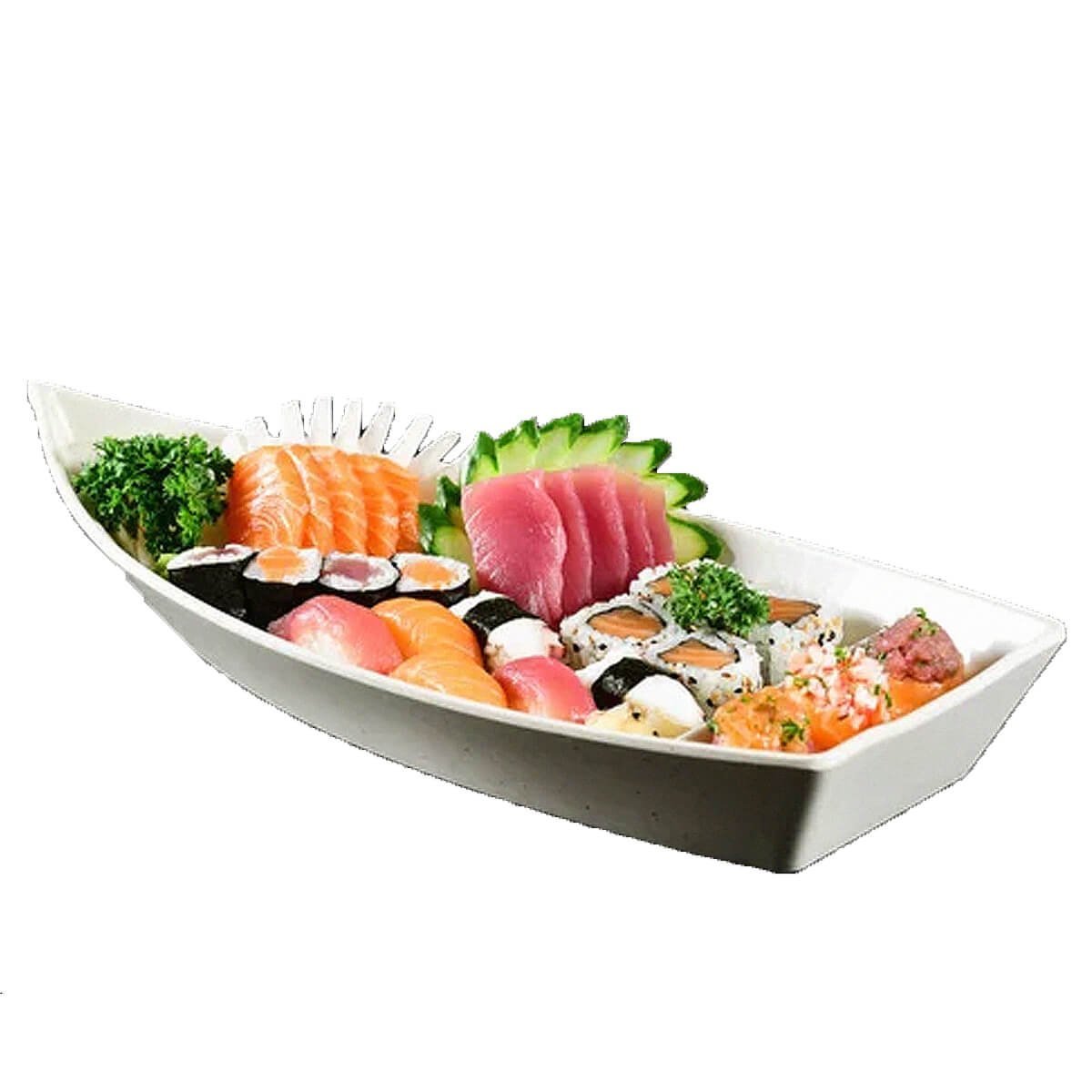 Kit 36 Barcas para Sushi Comida Japonesa Oriental Restaurante 27,5x13cm Brancos Coza Plástico - 3