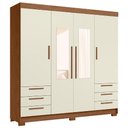 Ver imagem 2 de Guarda Roupa Casal 192cm 4 Portas com Espelho Itajaí Jatobá/Areia S01 - Mpozenato