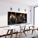 Ver imagem 2 de Quadro 3 Peças 40x60 Abstrato Flor Dourada e Preta Moldura