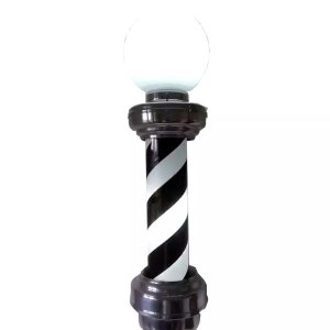 Barber pole 65cm Com Globo Gira e Acende Preto 220v